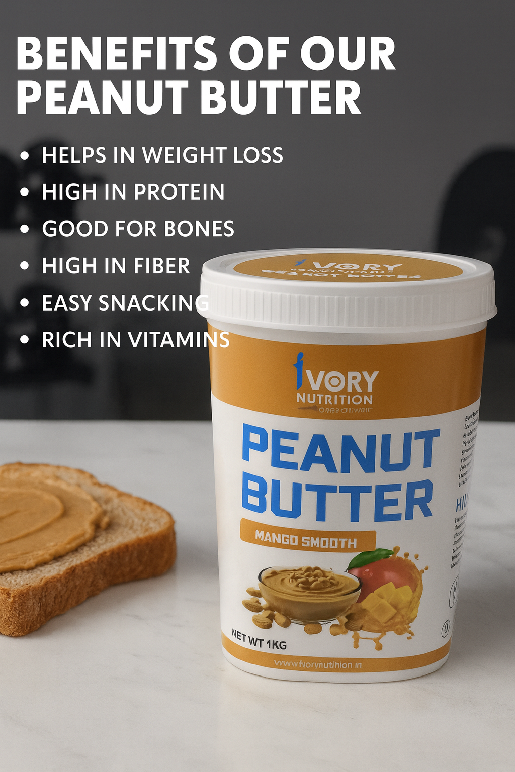MANGO SMOOTH PEANUT BUTTER 1KG